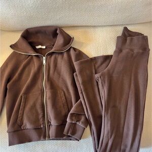 ZARA Brown Zip-Up Jacket and Pants Set